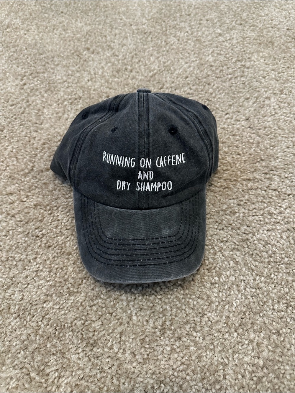 Running On Caffeine and Dry Shampoo Charcoal Baseball Cap